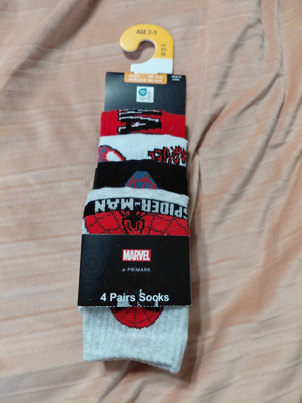 Primark Marvel Spider-Man Kids 4-Pack Socks - Red, Black, White, Gray